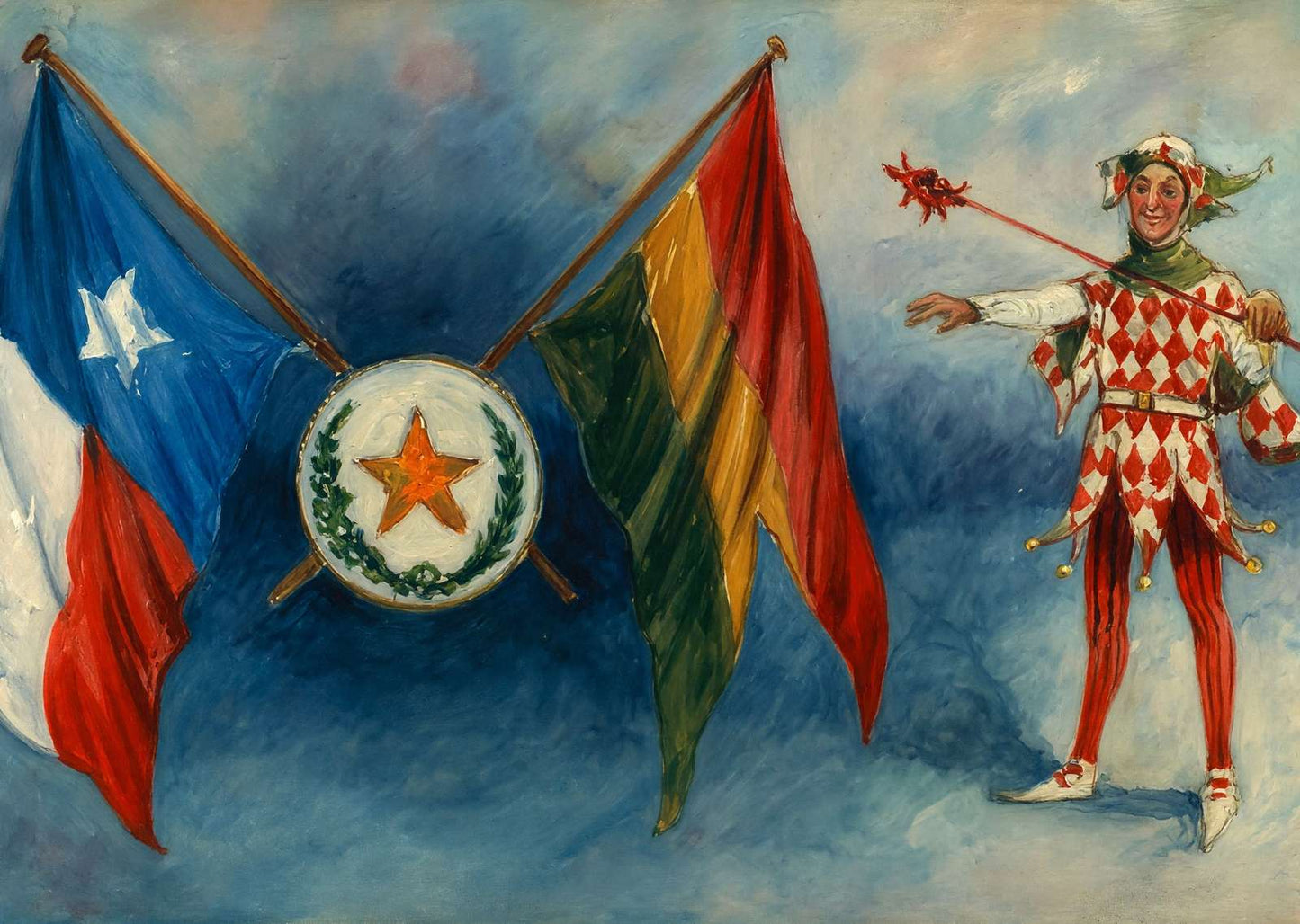 San Antonio Battle of Flowers Star & Jester 1908 Art Print (7 Sizes) - Enhanced