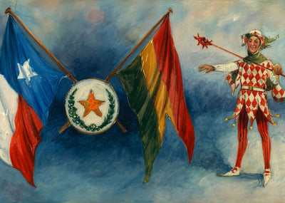 San Antonio Battle of Flowers Star & Jester 1908 Art Print (7 Sizes) - Enhanced