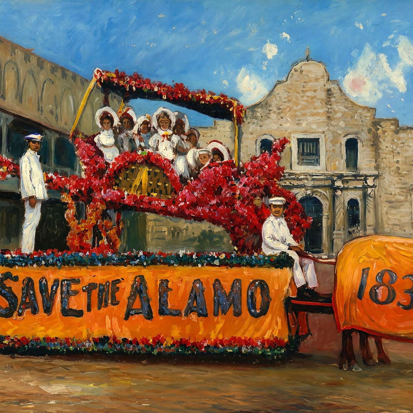 Popular Float at Battle of Flowers in 1907 Art Print (7 Sizes) - Retouched