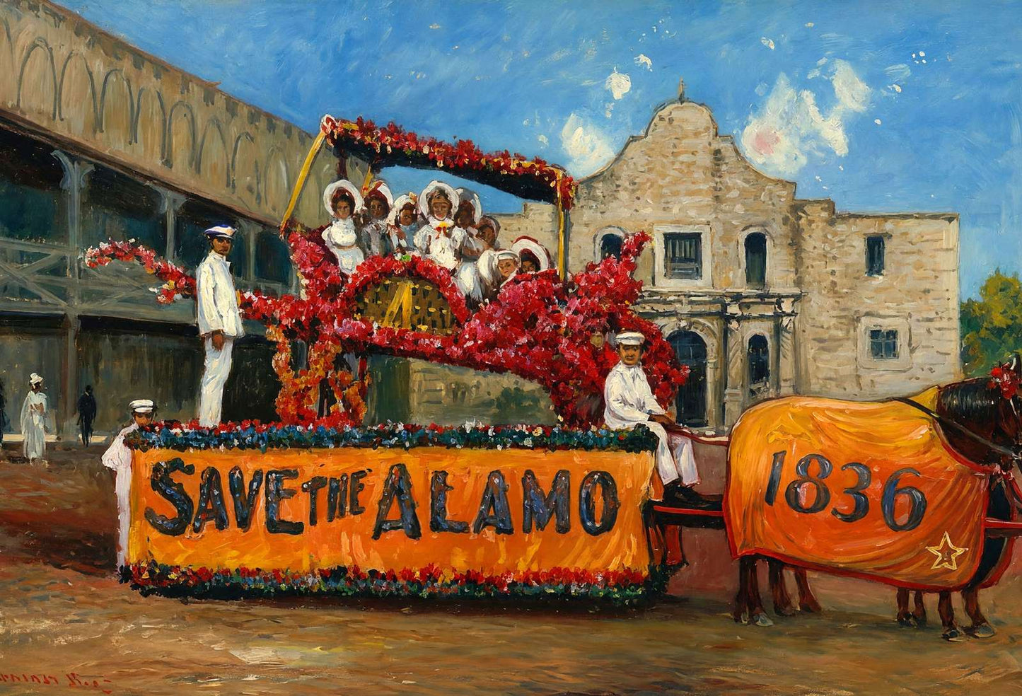 Popular Float at Battle of Flowers in 1907 Art Print (7 Sizes) - Retouched