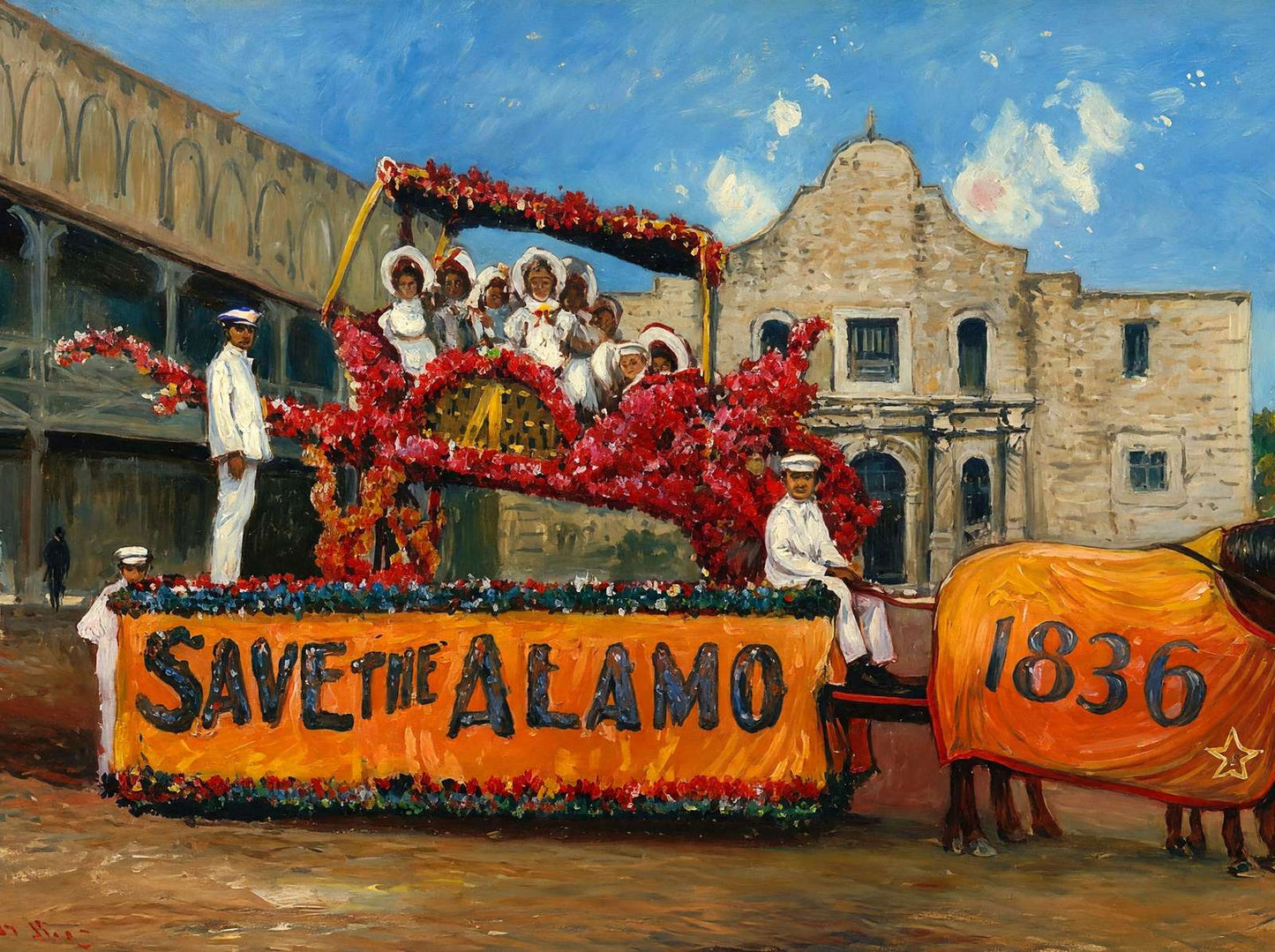 Popular Float at Battle of Flowers in 1907 Art Print (7 Sizes) - Retouched