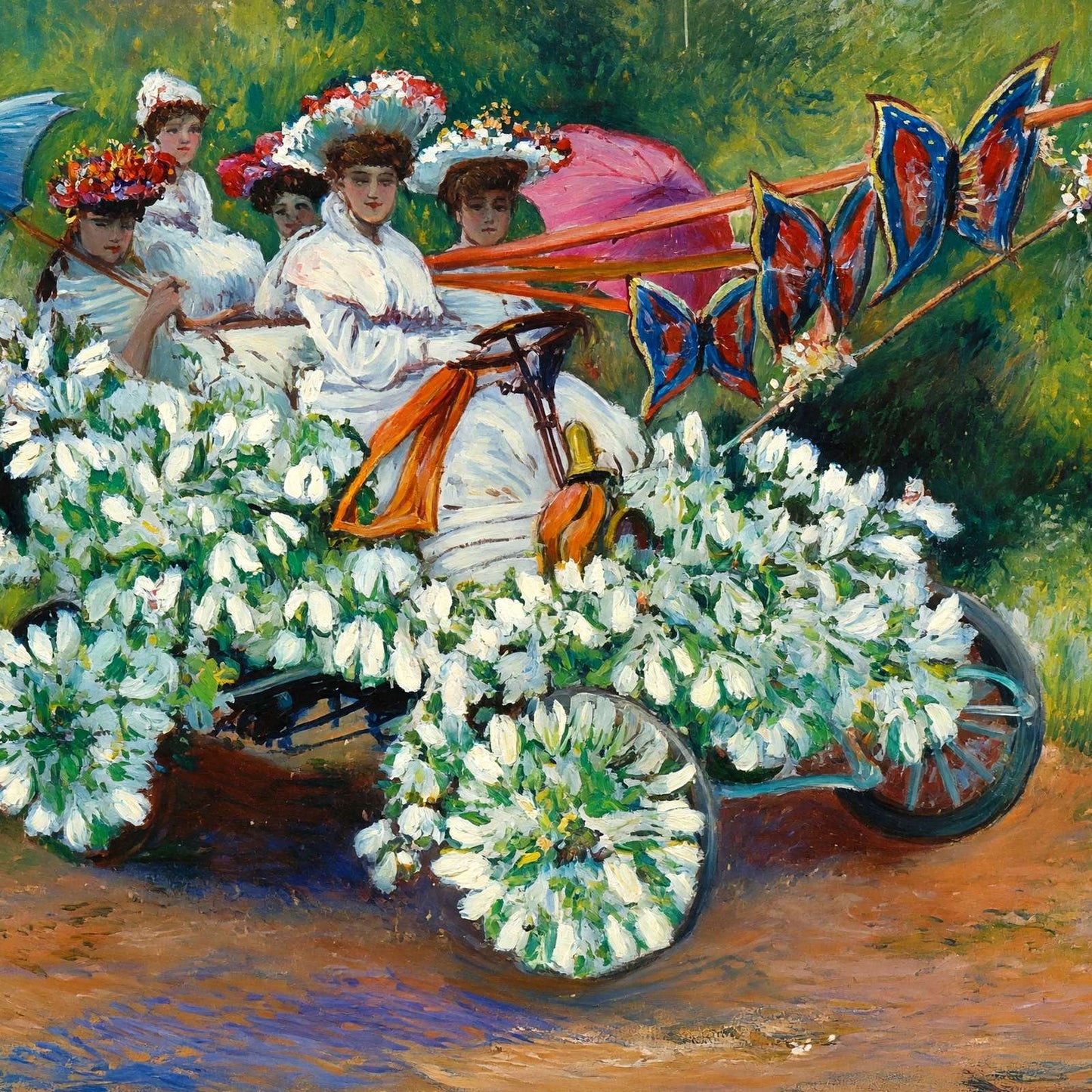 Among the Blossoms at Battle of Flowers in 1907 Art Print (7 Sizes)