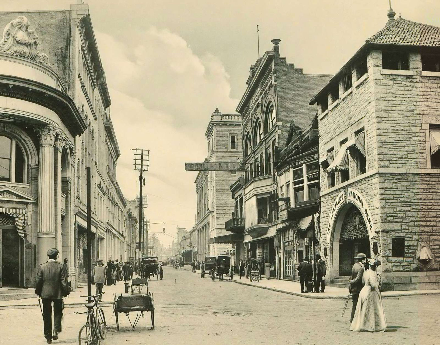 West Commerce Street San Antonio in 1906 Vintage Print (7 Sizes) - Reproduction