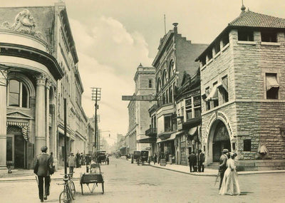 West Commerce Street San Antonio in 1906 Vintage Print (7 Sizes) - Reproduction