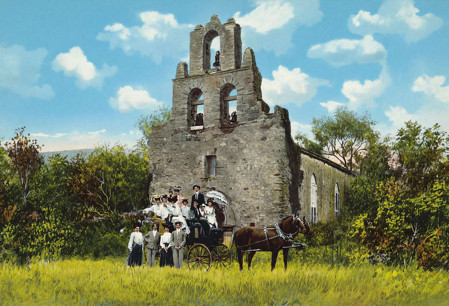 Mission San Francisco DE Espada in 1905 Vintage Print (7 Sizes) - Premium Print