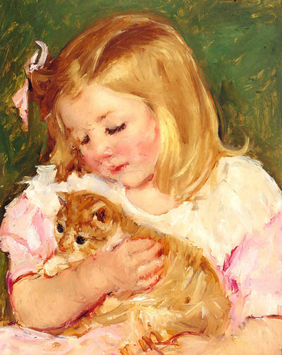 Sara Holding a Cat art print by Mary Cassatt (1908)