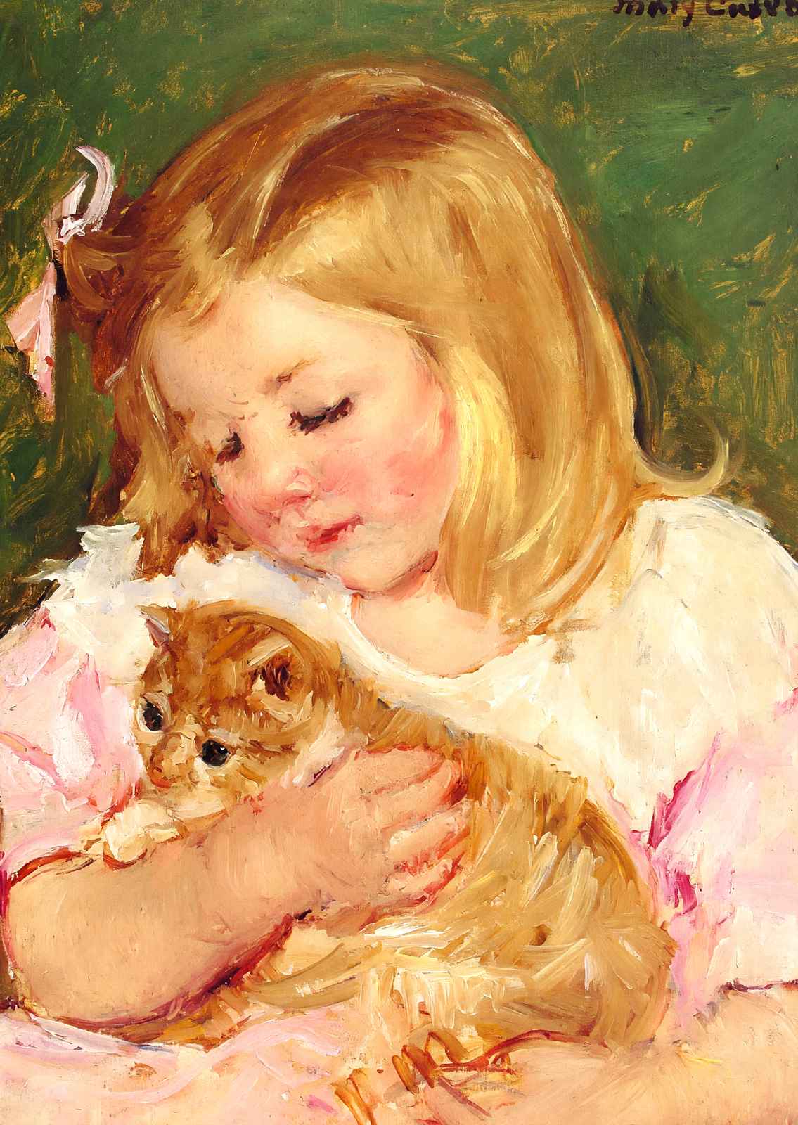 Sara Holding a Cat Fine Art Print 1908 Painting by Mary Cassatt (6 Sizes)