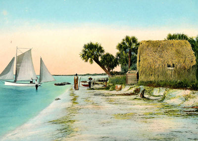 Sarasota Pass Sarasota FL Vintage Print (7 Sizes) - Restored