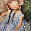 Sara in Dark Bonnet with Right Hand on Arm of Chair Art Print (6 Sizes)