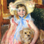Sara in a Large Flowered Hat Looking Right Holding Her Dog 1902 Print (6 Sizes)