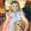 Sara in a Large Flowered Hat Looking Right Holding Her Dog 1902 Print (6 Sizes)