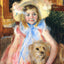 Sara in a Large Flowered Hat Looking Right Holding Her Dog 1902 Print (6 Sizes)