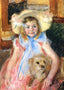 Sara in a Large Flowered Hat Looking Right Holding Her Dog 1902 Print (6 Sizes)