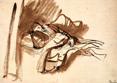 Saskia Asleep in Bed Fine Art Print 1638 Painting by Rembrandt (6 Sizes)