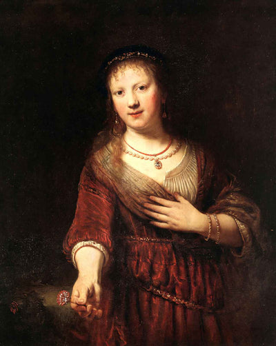 Saskia with a Red Flower art print by Rembrandt (1641)