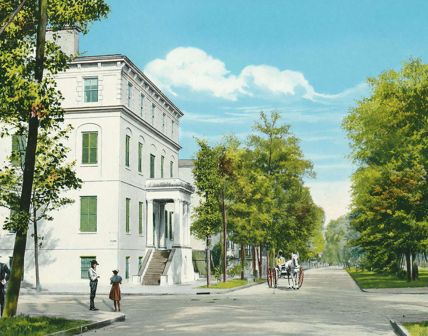 Oglethorpe Avenue Savannah GA in 1905 Vintage Print (7 Sizes) - Premium Quality