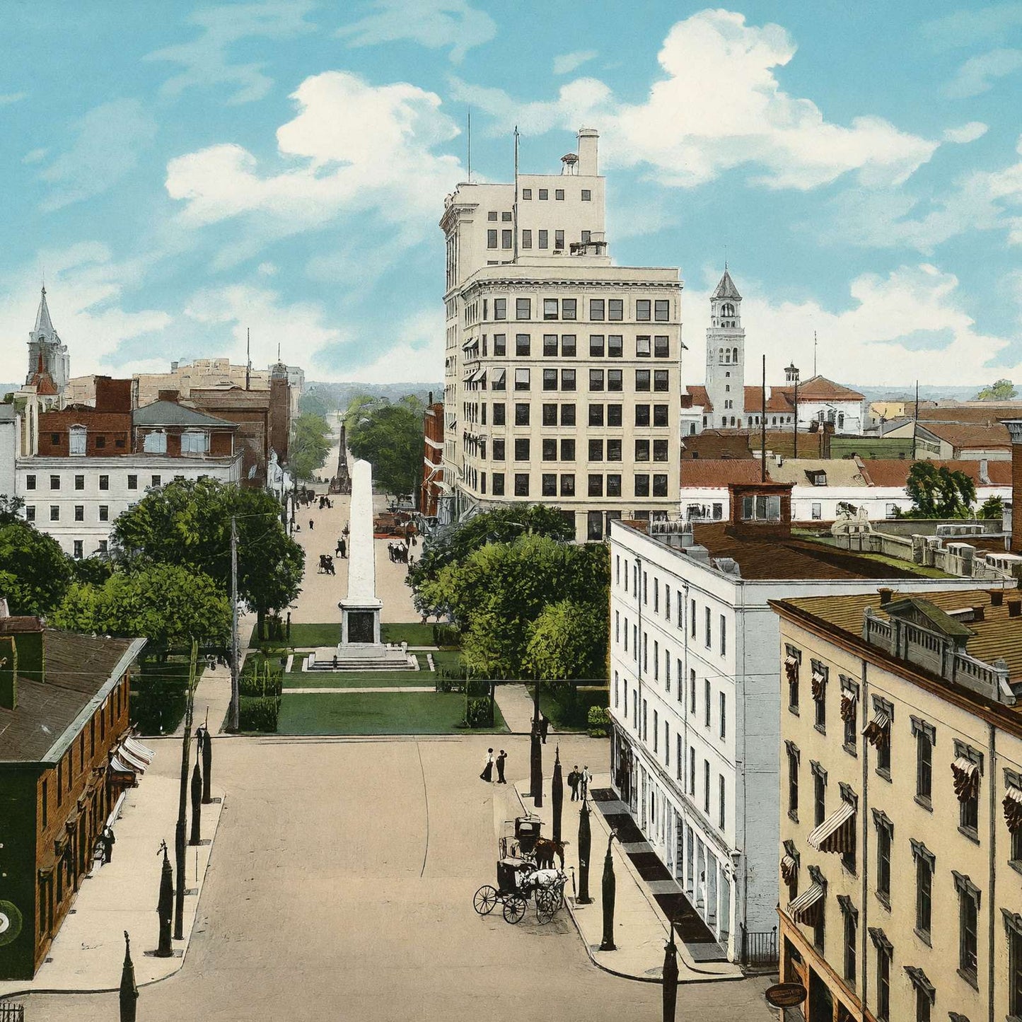 Bull Street from City Hall Savannah GA in 1905 Vintage Print (7 Sizes)