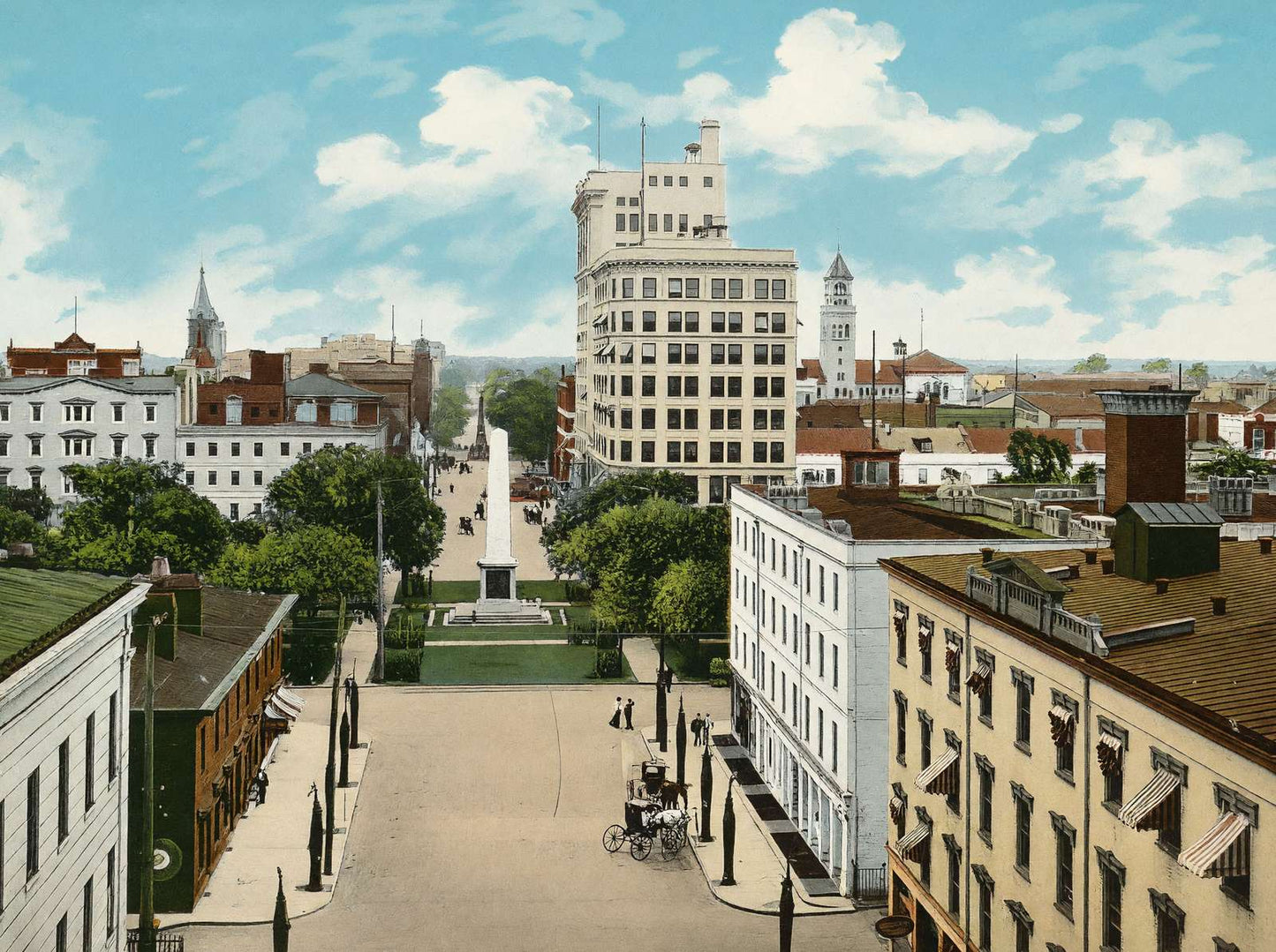 Bull Street from City Hall Savannah GA in 1905 Vintage Print (7 Sizes)