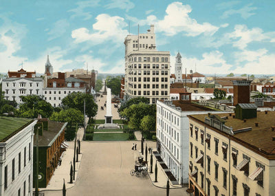 Bull Street from City Hall Savannah GA in 1905 Vintage Print (7 Sizes)