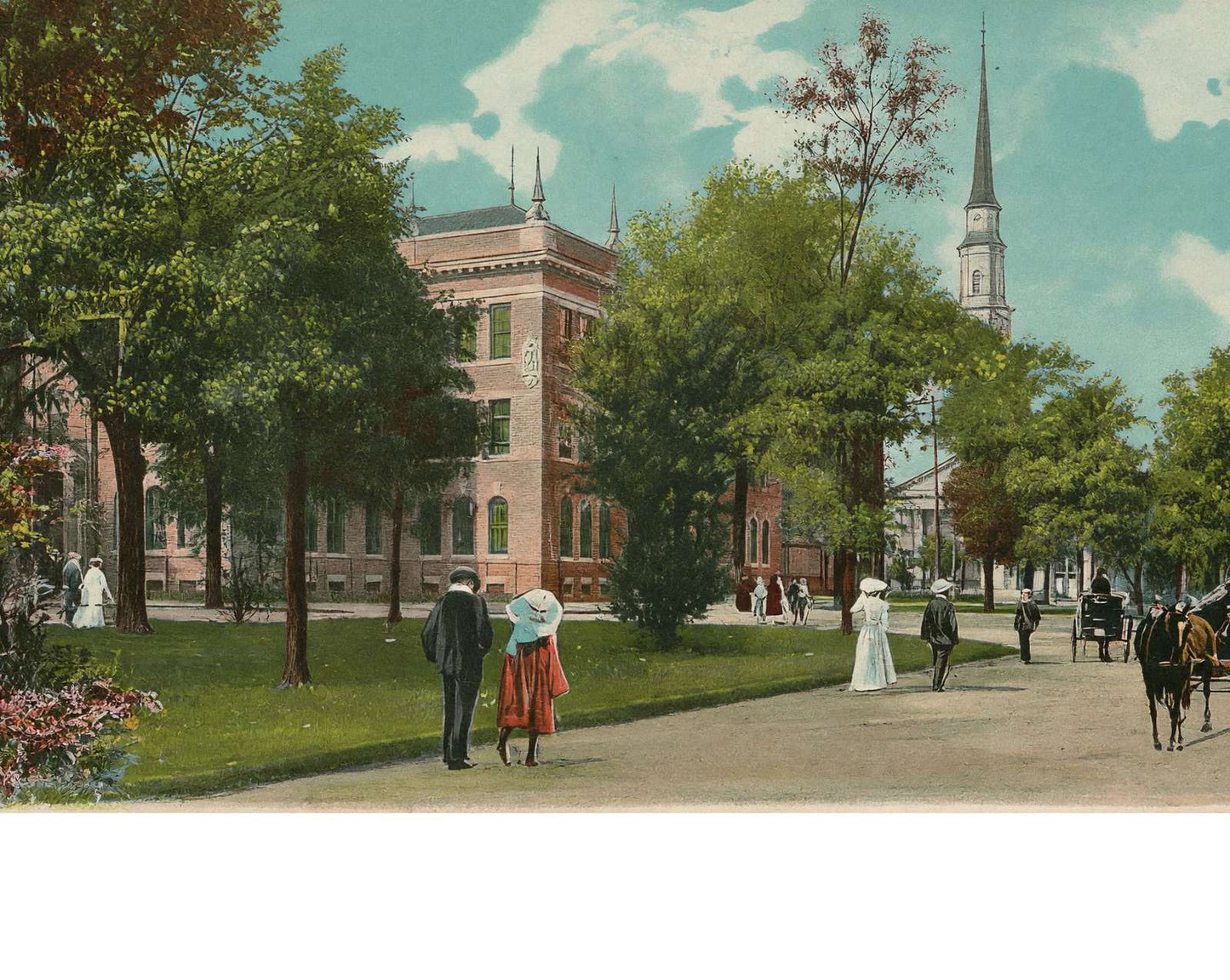 Oglethorpe Avenue in Savannah in 1905 vintage print