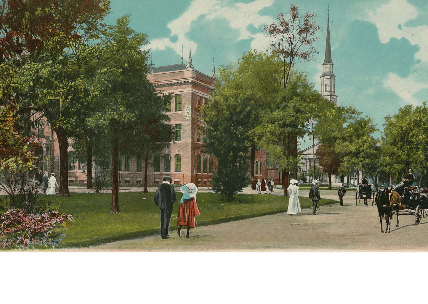 Oglethorpe Avenue Savannah GA in 1905 Vintage Print (7 Sizes) - Enhanced