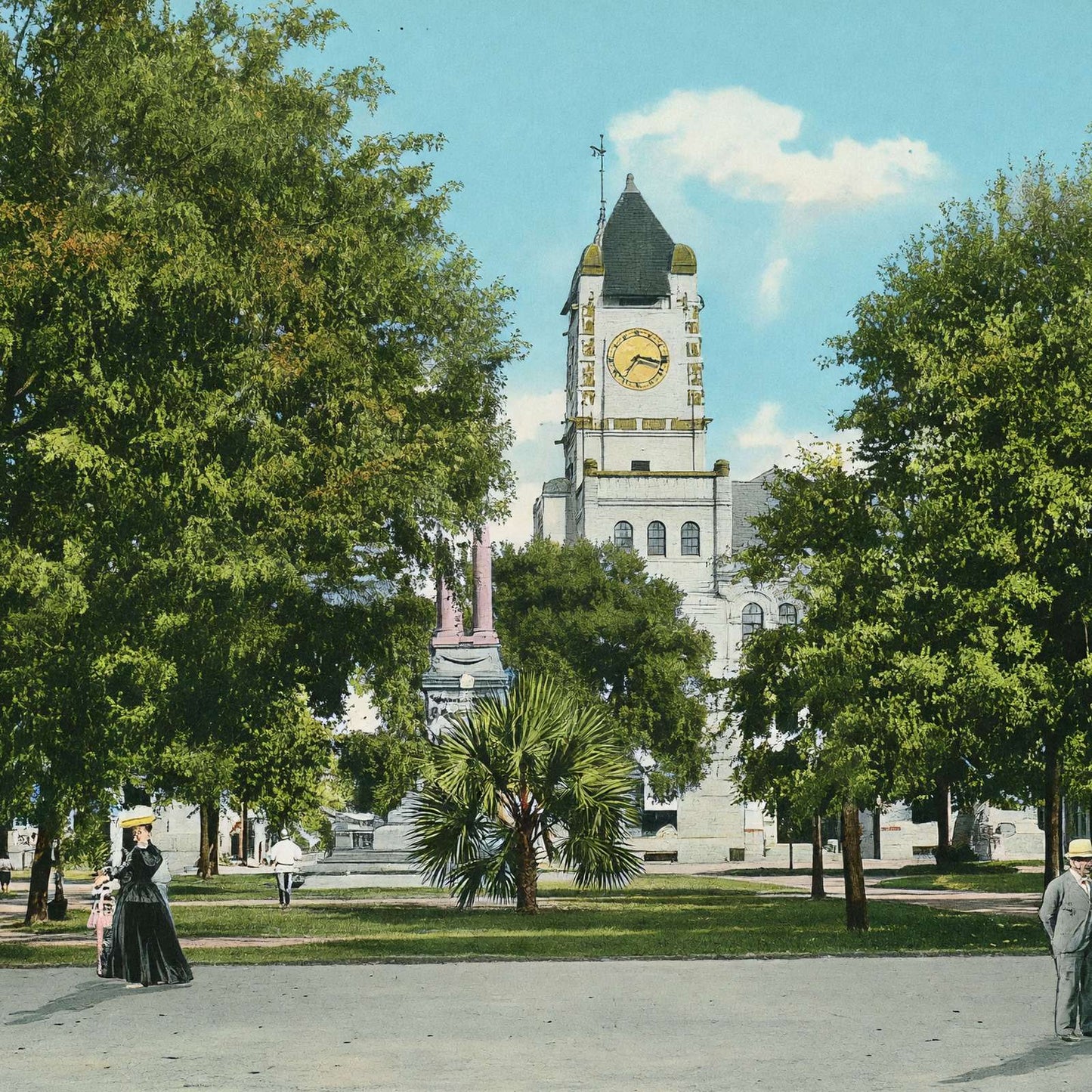 Wright Square Savannah GA in 1905 Vintage Print (7 Sizes) - Enhanced