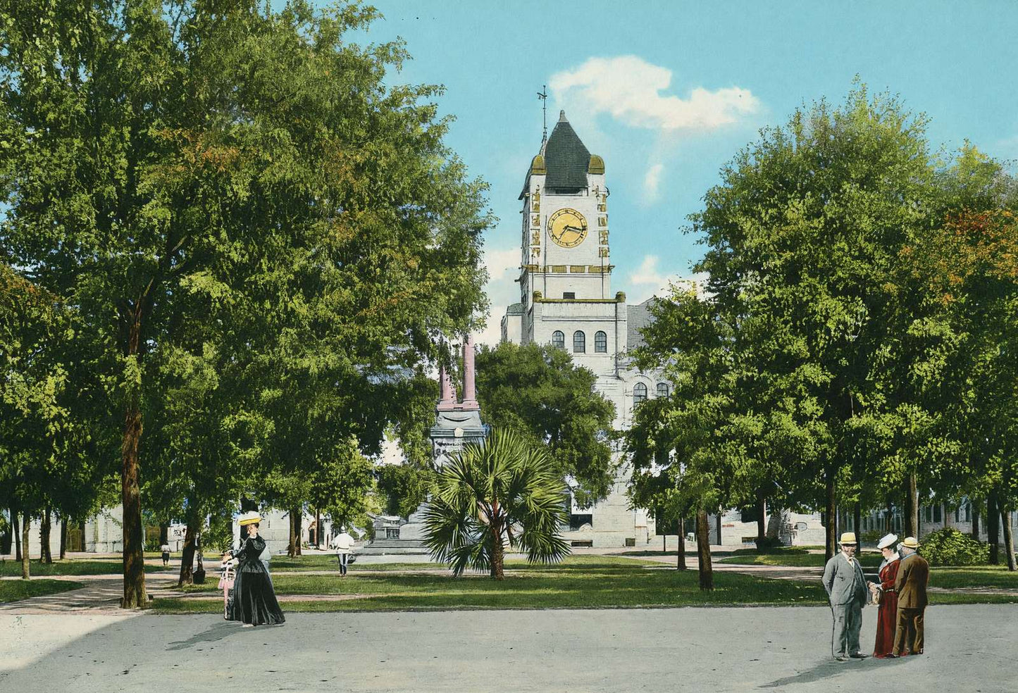 Wright Square Savannah GA in 1905 Vintage Print (7 Sizes) - Enhanced