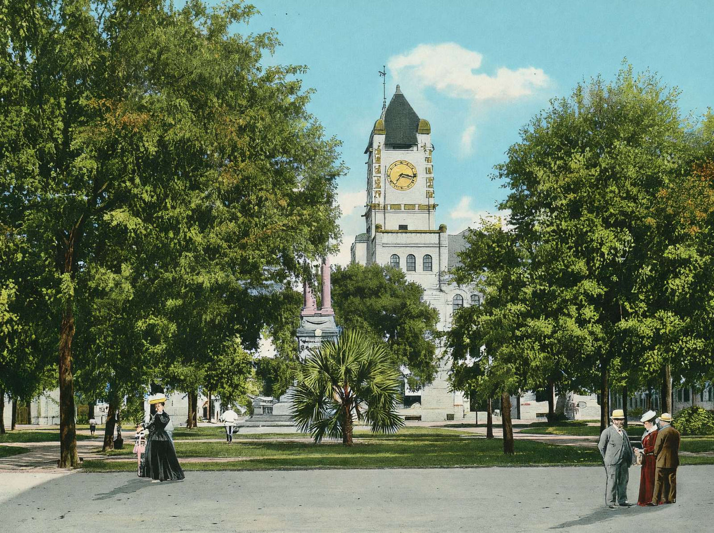 Wright Square Savannah GA in 1905 Vintage Print (7 Sizes) - Enhanced