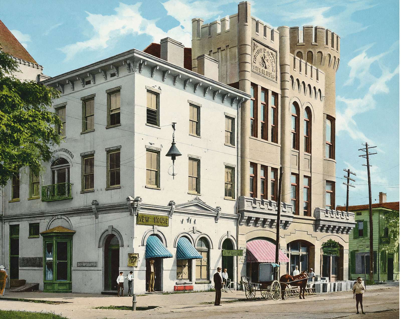 Knights of Pythias Castle Hall in 1905 vintage print