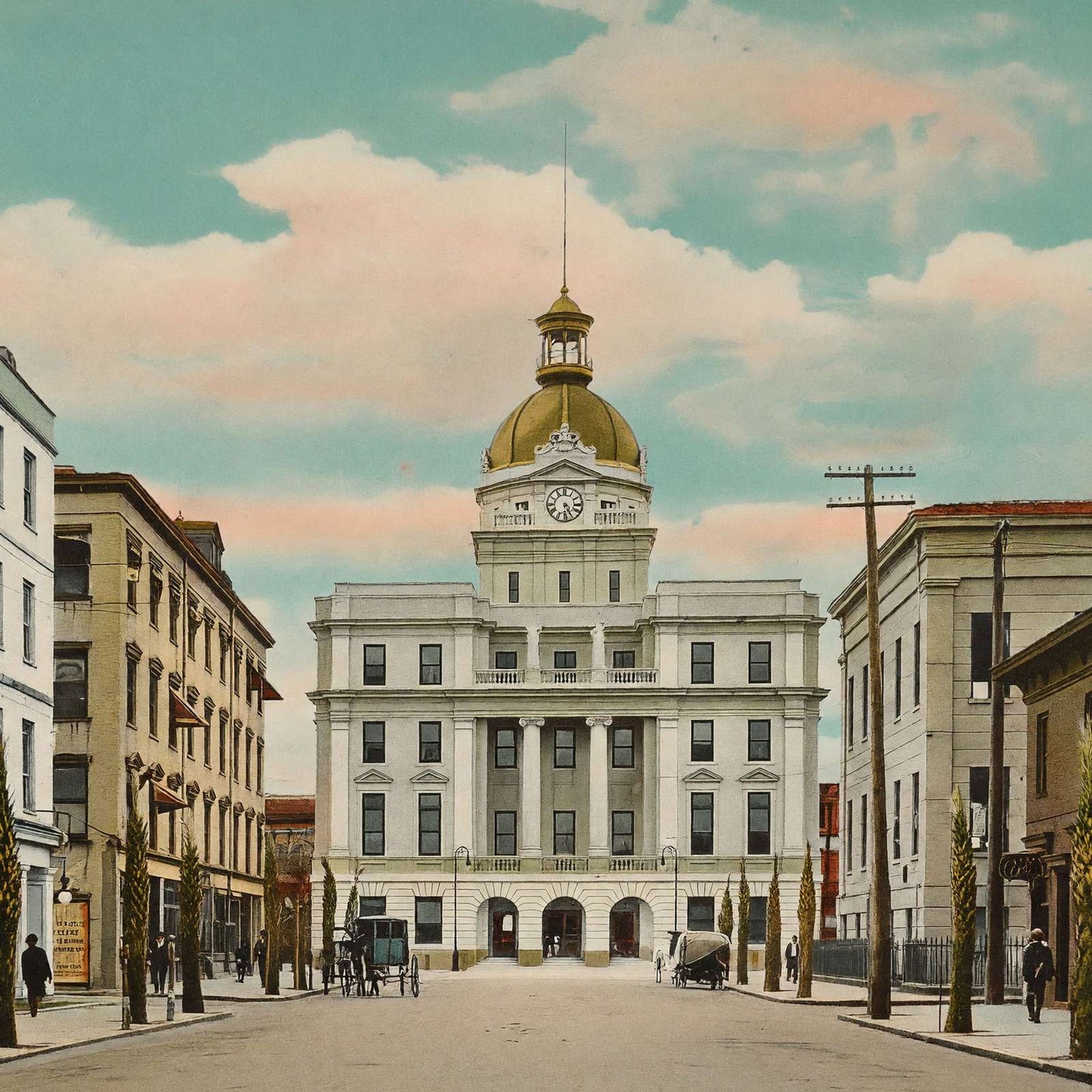 Bull Street Savannah GA in 1905 Vintage Print (7 Sizes) - Premium Quality