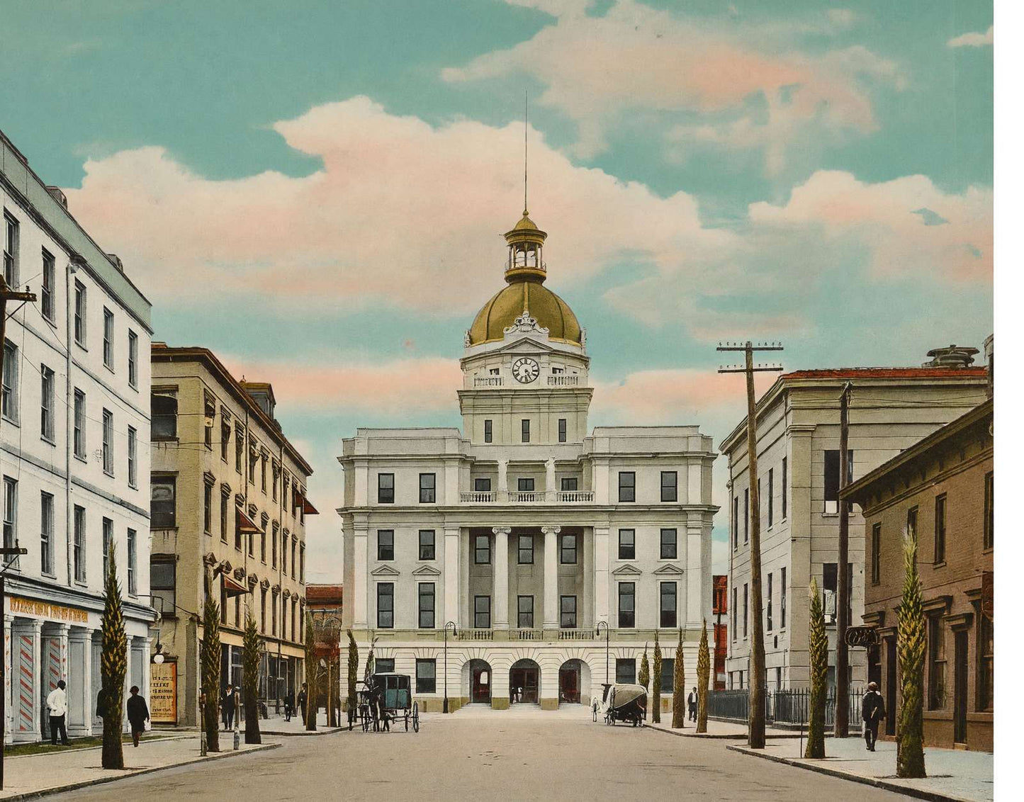 Bull Street Savannah GA in 1905 Vintage Print (7 Sizes) - Premium Quality
