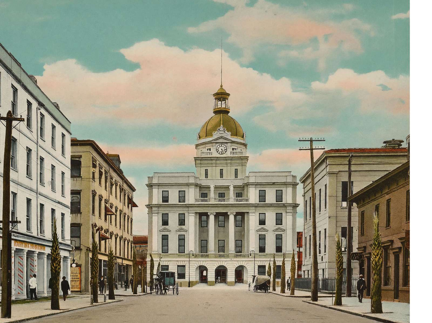 Bull Street Savannah GA in 1905 Vintage Print (7 Sizes) - Premium Quality