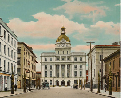 Bull Street in Savannah in 1905 vintage print