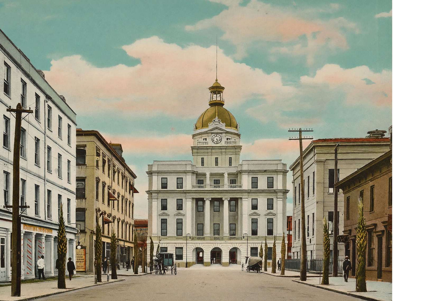 Bull Street Savannah GA in 1905 Vintage Print (7 Sizes) - Premium Quality