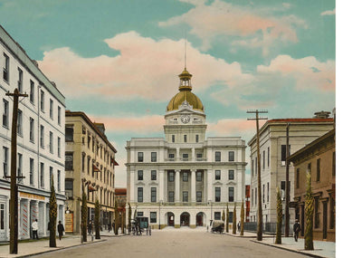 Bull Street Savannah GA in 1905 Vintage Print (7 Sizes) - Premium Quality