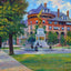 Bull Street with Jasper Monument Savannah GA in 1905 Art Print (7 Sizes)