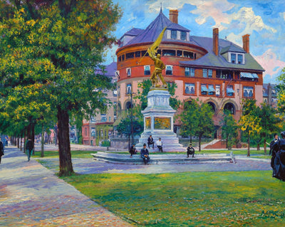 Bull Street with Jasper Monument in 1905 painting