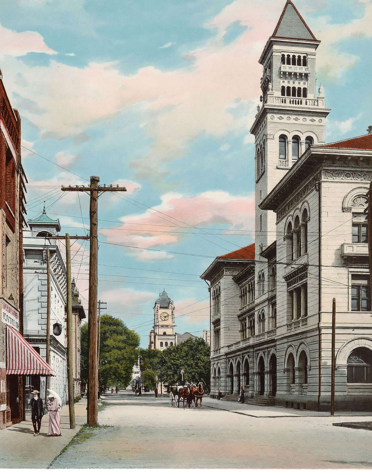 President Street Savannah GA in 1905 Vintage Print (7 Sizes) - Acid Free