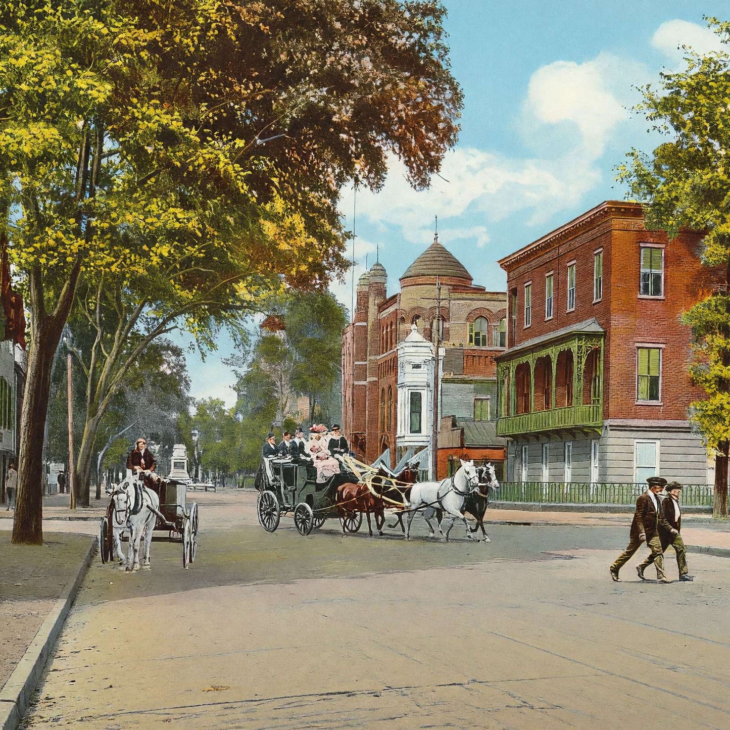 Bull Street from Monterey Square Savannah GA in 1905 Vintage Print (7 Sizes)