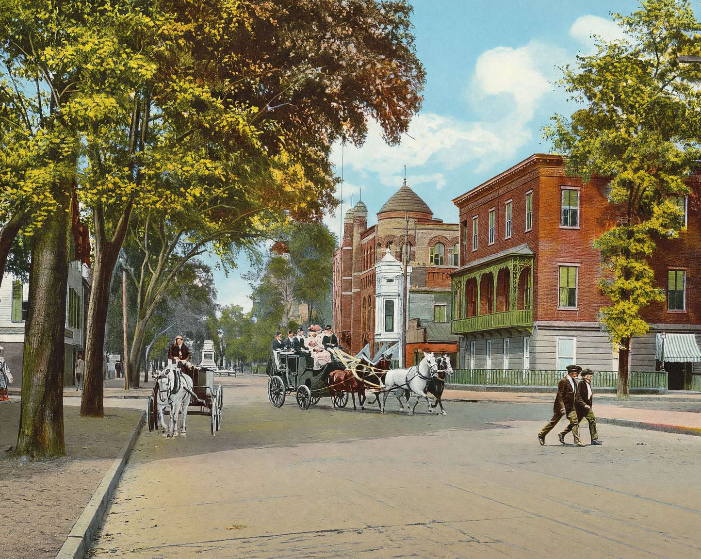 Bull Street from Monterey Square in 1905 vintage print