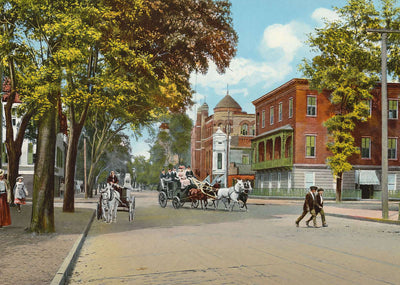 Bull Street from Monterey Square Savannah GA in 1905 Vintage Print (7 Sizes)