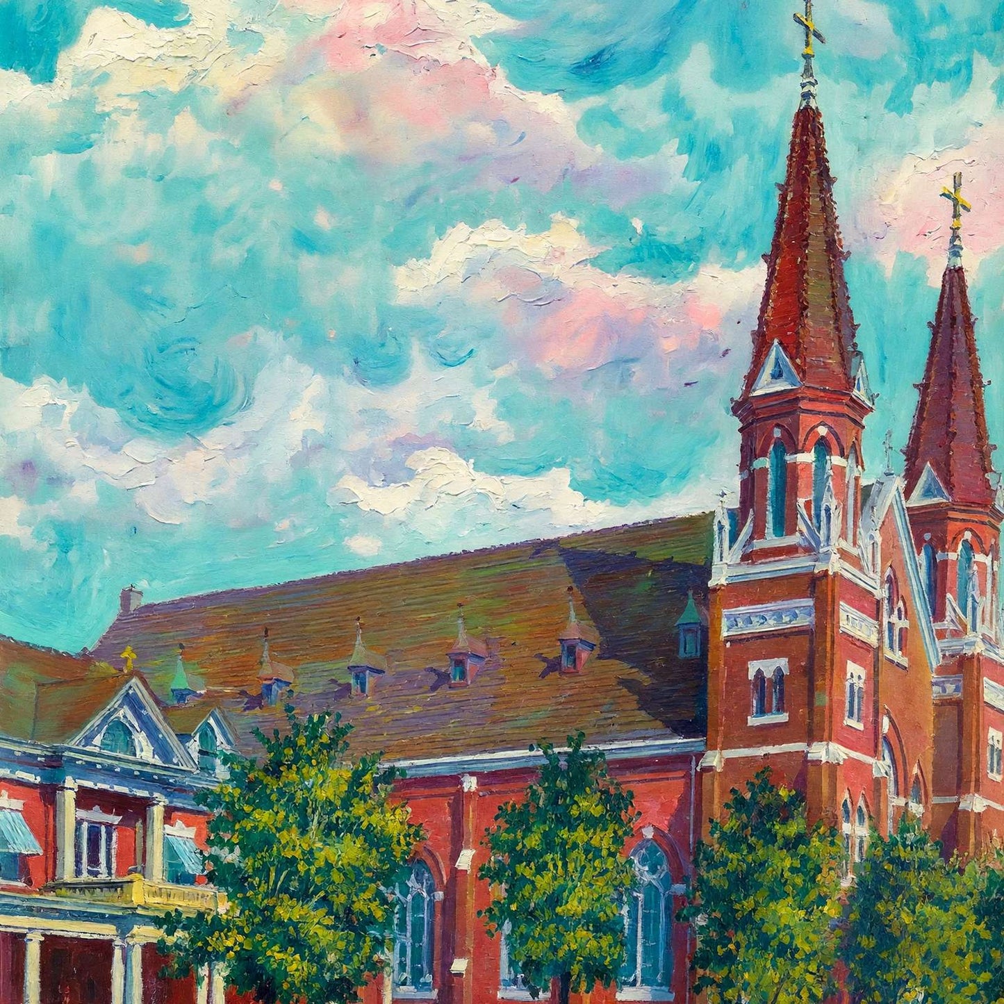 Sacred Heart Church Savannah GA in 1905 Art Print (7 Sizes) - Enhanced