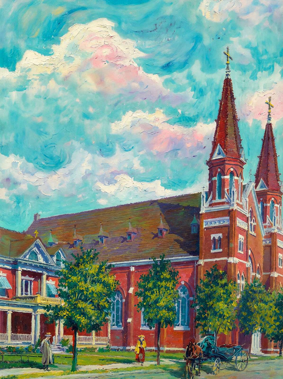 Sacred Heart Church Savannah GA in 1905 Art Print (7 Sizes) - Enhanced