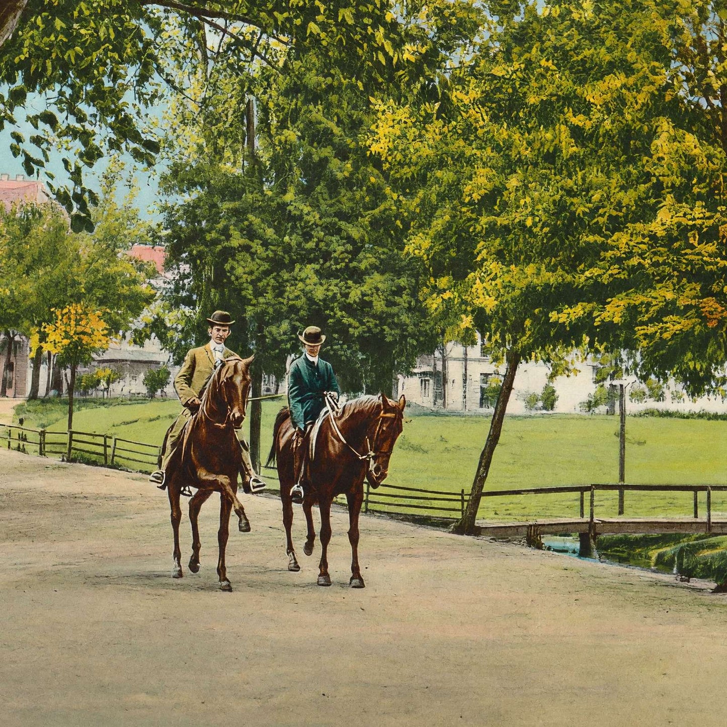 Scene in City Park Dallas in 1908 Vintage Print (7 Sizes) - Retouched