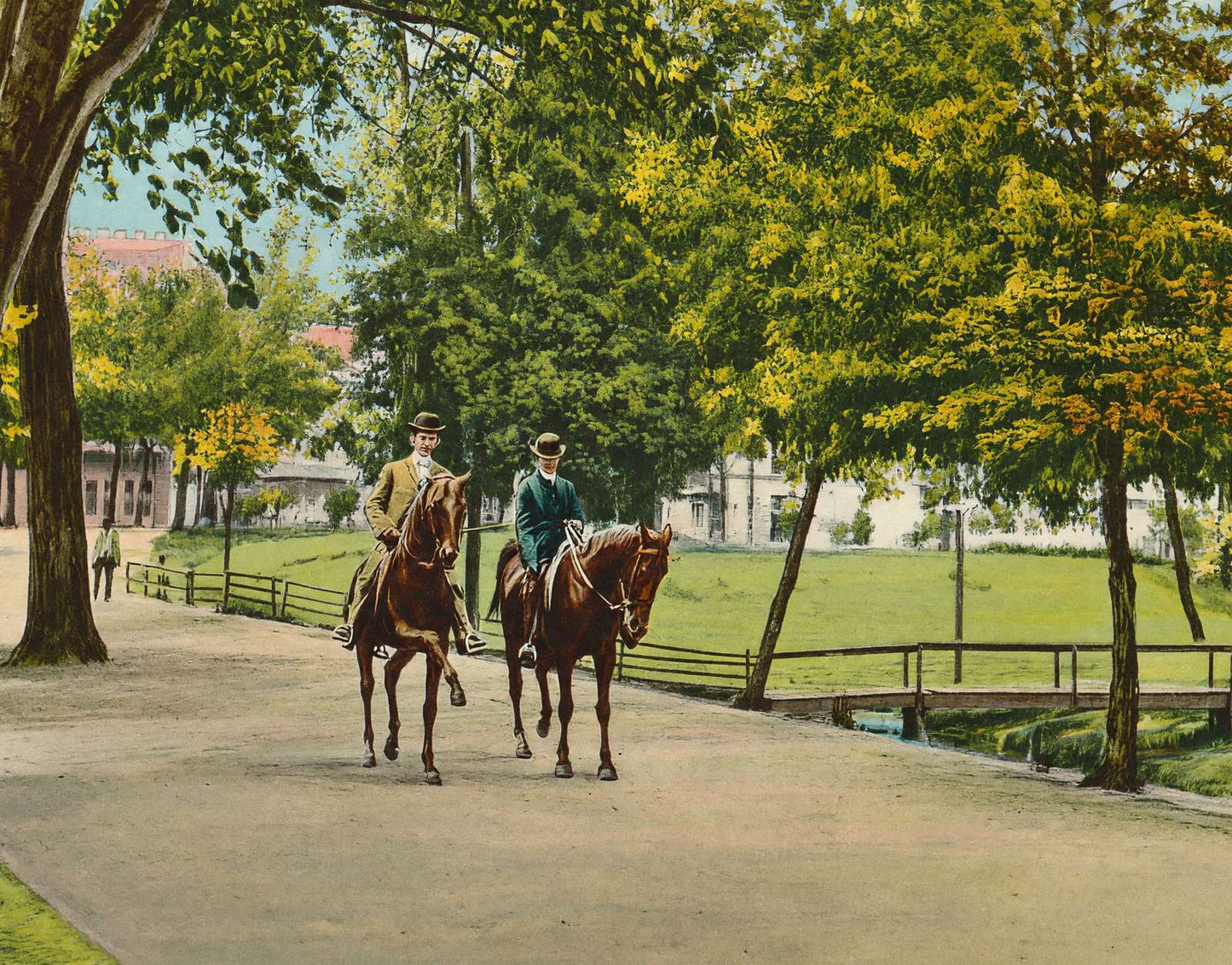 Scene in City Park Dallas in 1908 Vintage Print (7 Sizes) - Retouched