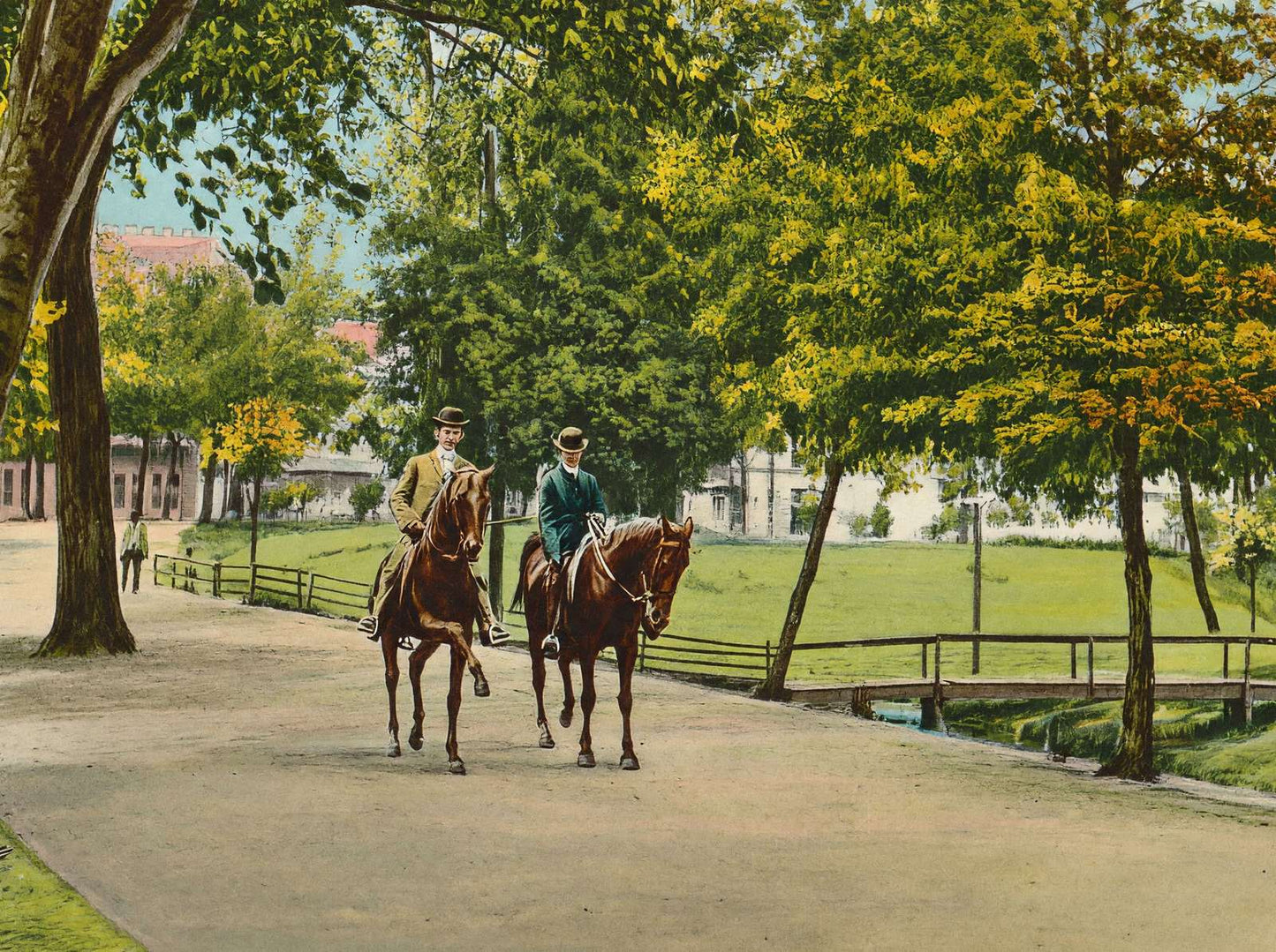 Scene in City Park Dallas in 1908 Vintage Print (7 Sizes) - Retouched