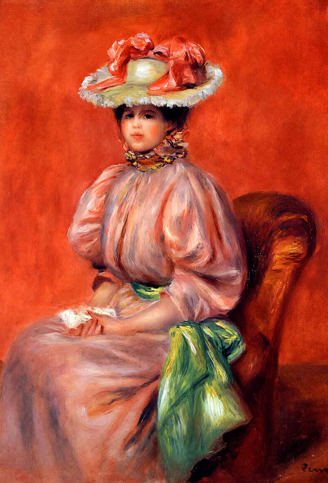 Seated Woman Fine Art Print 1895 Painting by Pierre-Auguste Renoir (6 Sizes)