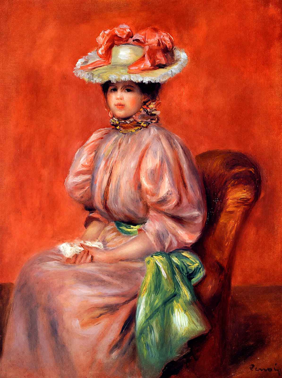 Seated Woman Fine Art Print 1895 Painting by Pierre-Auguste Renoir (6 Sizes)