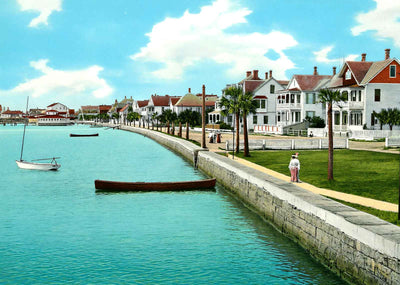 Sea Wall St Augustine FL in 1907 Vintage Print (7 Sizes) - Enhanced