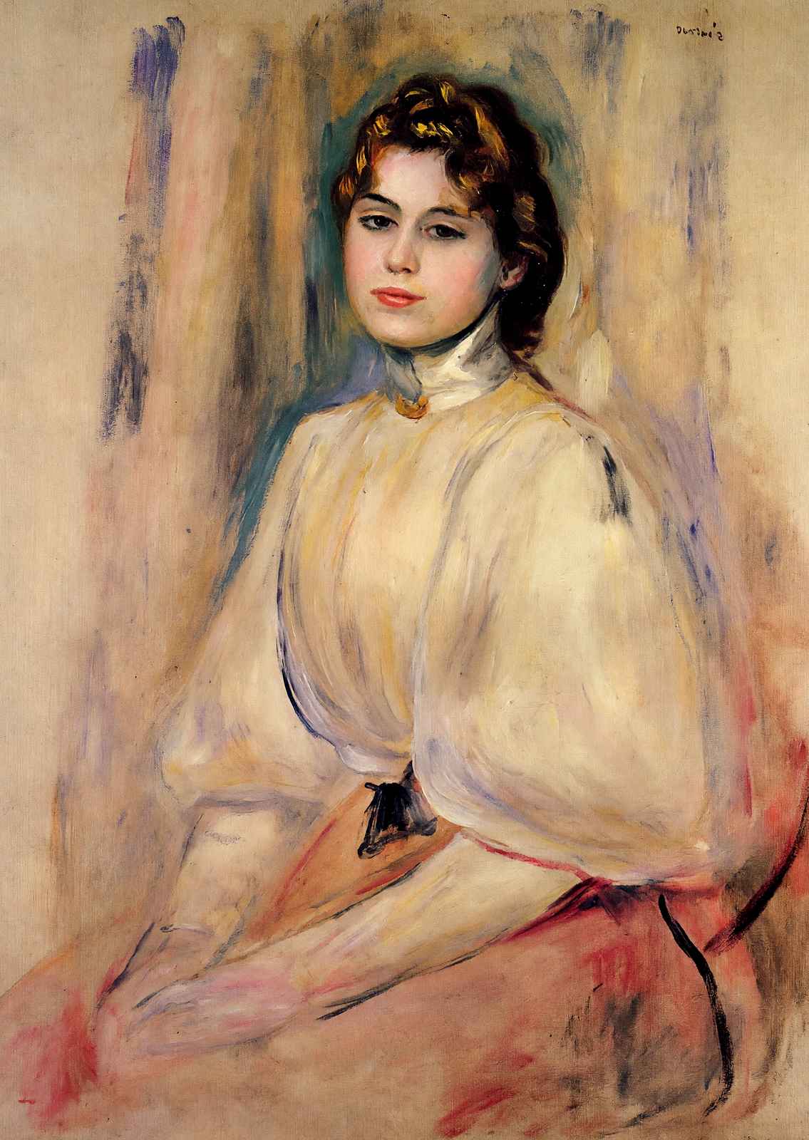 Seated Young Woman Art Print 1890 Painting by Pierre-Auguste Renoir (6 Sizes)